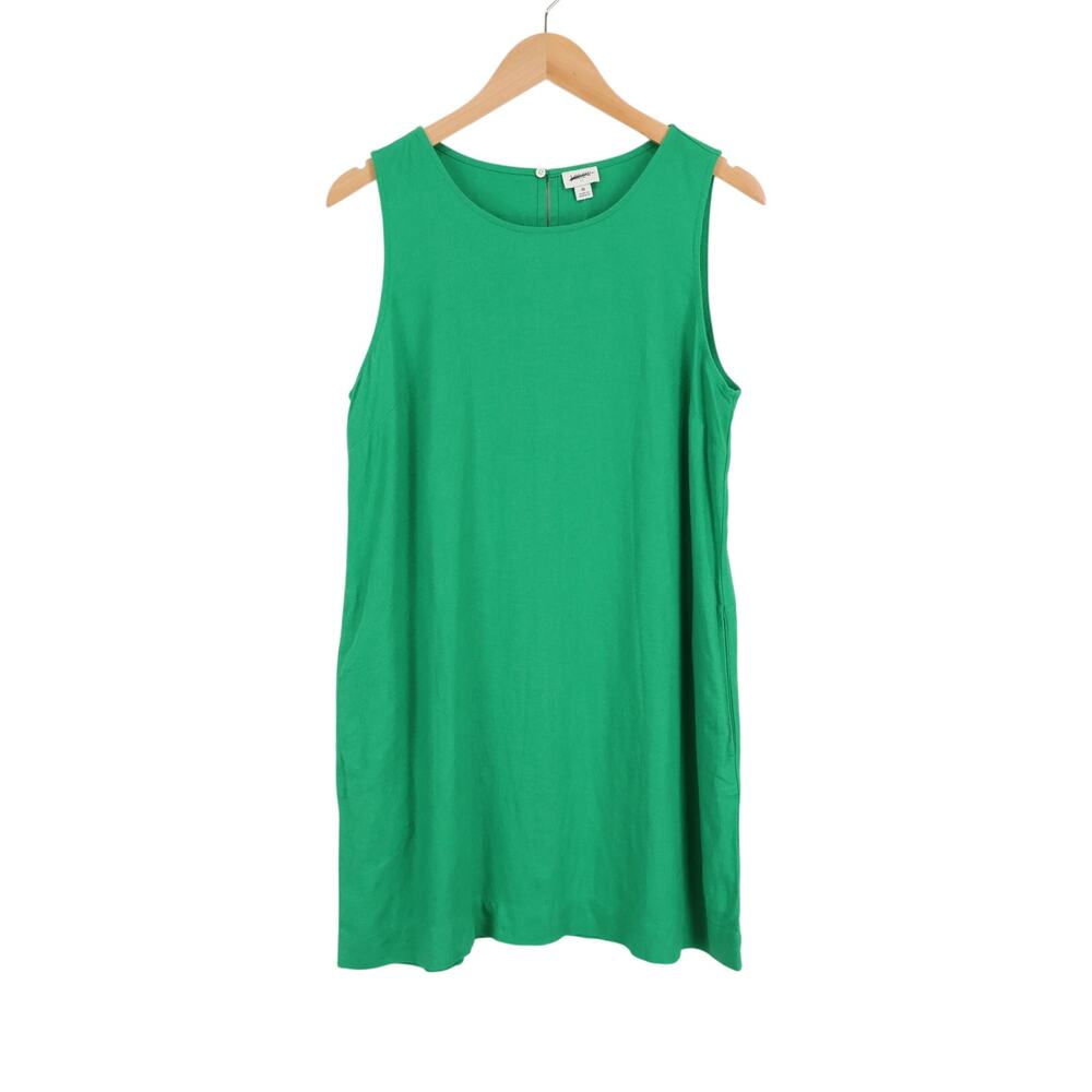 NWT J.Crew Factory Linen-Blend Sleeveless Mini Dress Bright Clover Green Size 8 - Picture 2 of 8